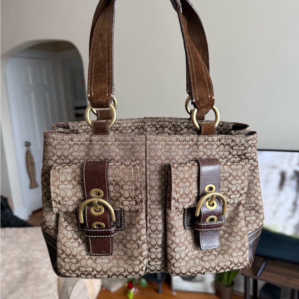 ** SOLD ** Coach Monogram Brown Cargo Tote